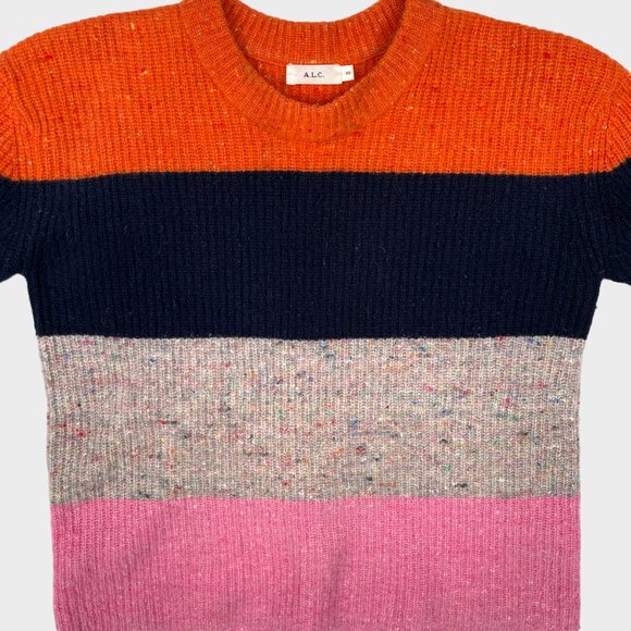 A.L.C. Georgina Colorblock Stripe Wool Cashmere Striped Sweater Women's Size XS - Picture 4 of 13